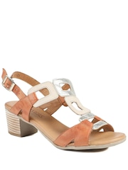 Pavers Brown All Leather Block Heel Sandals - Image 2 of 5
