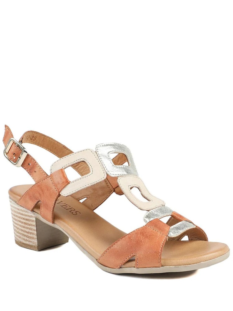 Pavers Brown All Leather Block Heel Sandals - Image 2 of 5