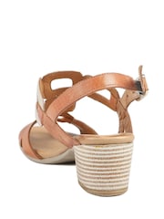 Pavers Brown All Leather Block Heel Sandals - Image 3 of 5