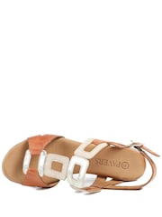 Pavers Brown All Leather Block Heel Sandals - Image 4 of 5