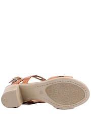 Pavers Brown All Leather Block Heel Sandals - Image 5 of 5