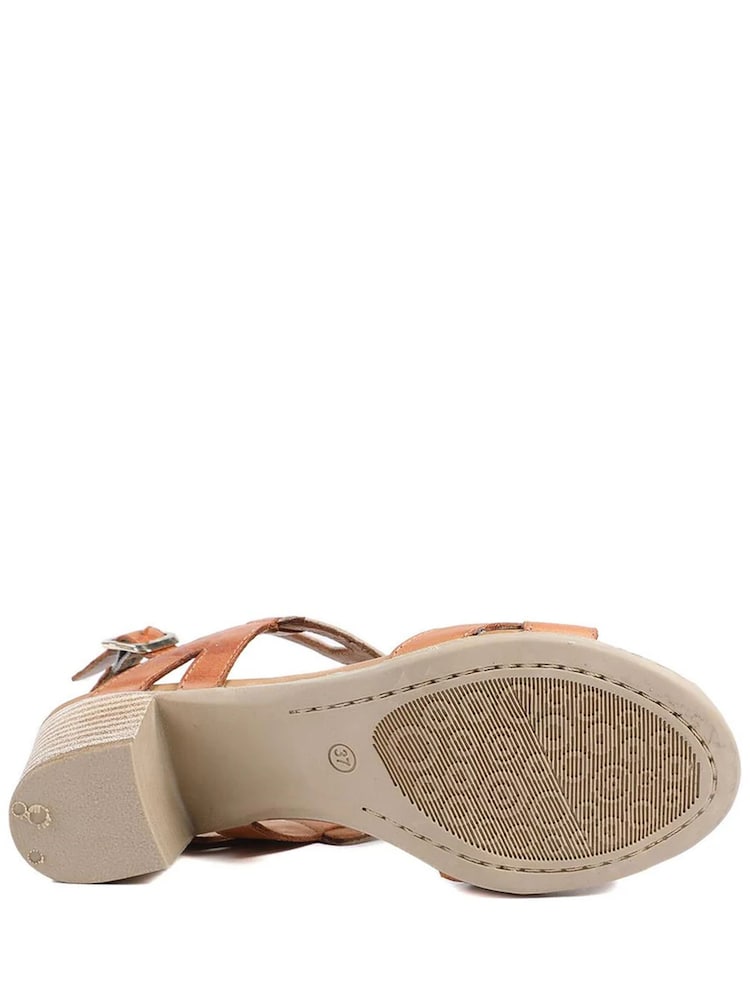 Pavers Brown All Leather Block Heel Sandals - Image 5 of 5