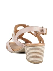 Pavers Nude All Leather Block Heel Sandals - Image 3 of 5
