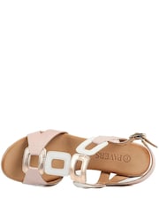 Pavers Nude All Leather Block Heel Sandals - Image 4 of 5