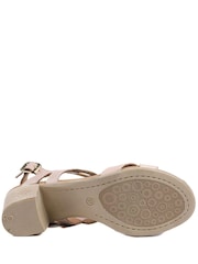 Pavers Nude All Leather Block Heel Sandals - Image 5 of 5