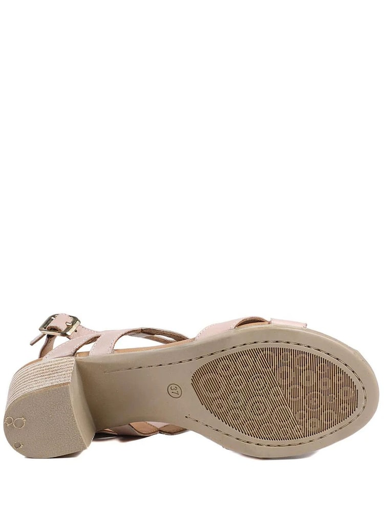 Pavers Nude All Leather Block Heel Sandals - Image 5 of 5 Pavers Nude All Leather Block Heel Sandals - Image 5 of 5