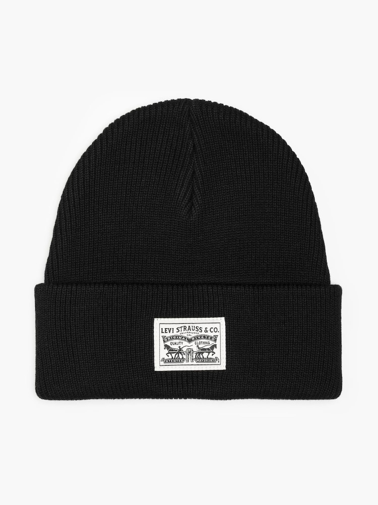 Levi's® Black 100% Cotton Backpatch Beanie - Image 1 of 2