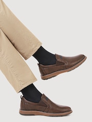 Marrón - Pavers Wide Fit Elasticated Slip-On Shoes - Imagen 1 de 6