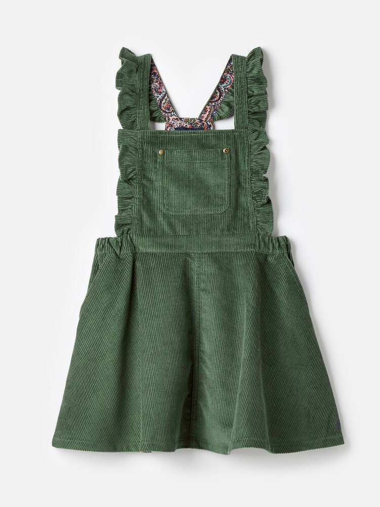 Joules Adaline Green Corduroy Pinafore Dress - Image 1 of 5