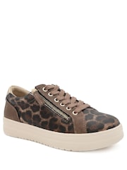 Pavers Brown Wide Fit Zip & Lace Platform Trainers - Image 2 of 5