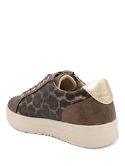 Pavers Brown Wide Fit Zip & Lace Platform Trainers - Image 3 of 5