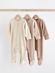 Oatmeal Baby 100% Cotton Sleepsuits 3 Pack (0-3yrs) - Image 1 of 8