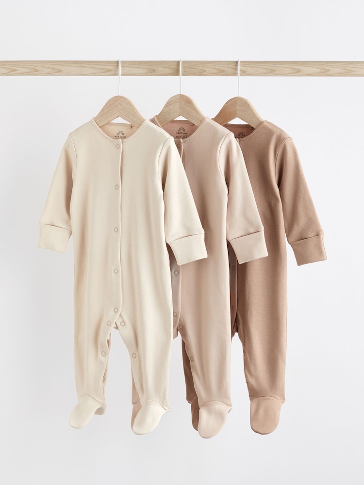 Haferflocken - Baby-Schlafanzüge aus 100 % Baumwolle im 3er-Pack (0–3 J.) - Bild 1 von 8 Haferflocken - Baby-Schlafanzüge aus 100 % Baumwolle im 3er-Pack (0–3 J.) - Bild 1 von 8
