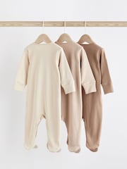 Oatmeal Baby 100% Cotton Sleepsuits 3 Pack (0-3yrs) - Image 2 of 8