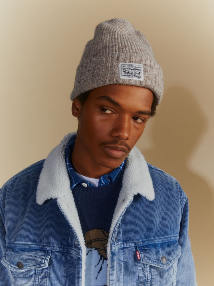 Levi's® Ecru Backpatch Wool Beanie - Image 1 of 4