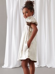 Mint Velvet Gold Metallic Shift Dress - Image 2 of 7