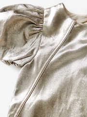 Mint Velvet Gold Metallic Shift Dress - Image 7 of 7