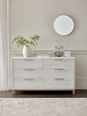 White Bronx Oak Effect 6 Drawer Wide Chest of Drawers - Image 1 of 9