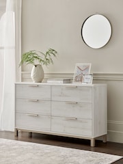 White Bronx Oak Effect 6 Drawer Wide Chest of Drawers - Image 2 of 9