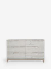 White Bronx Oak Effect 6 Drawer Wide Chest of Drawers - Image 4 of 9