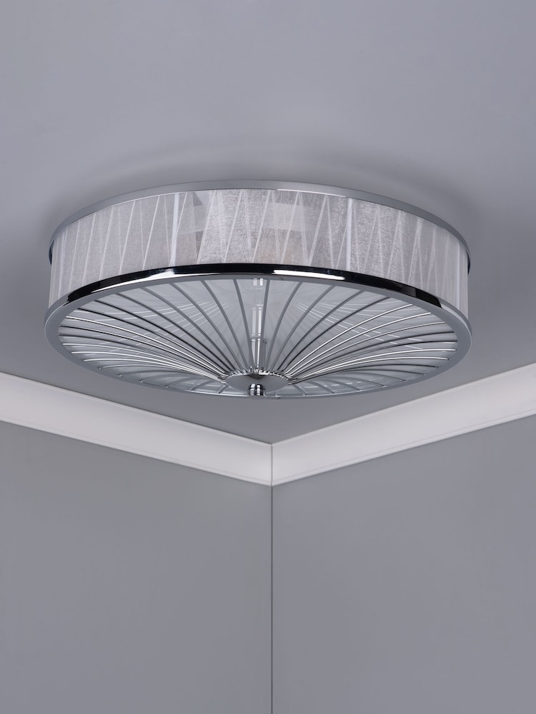 Dar Lighting Silver Oslo 3 Light Flush Fitting Ceiling Light - Image 2 of 2