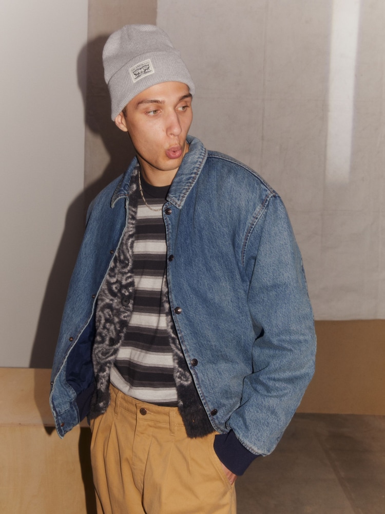 Levi's® Grey 100% Cotton Backpatch Beanie - Image 1 of 4