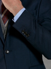 Mornarsko modra - Signature Empire Mills 100% Wool Birdseye Suit (volnena obleka s ptičjim očesom) - Slika 4 iz 8