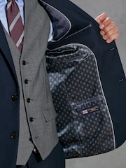 Mornarsko modra - Signature Empire Mills 100% Wool Birdseye Suit (volnena obleka s ptičjim očesom) - Slika 6 iz 8