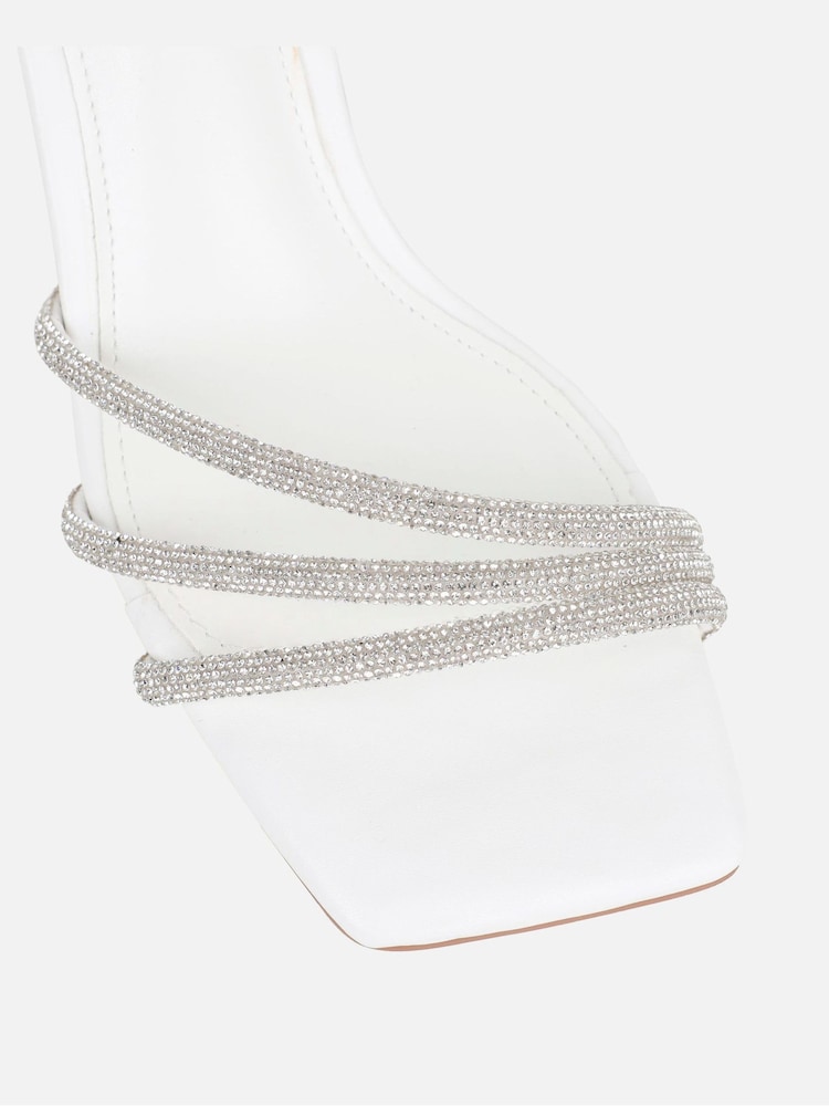 Simmi London White Naya Diamante Block Heeled Sandals - Image 4 of 4 Simmi London White Naya Diamante Block Heeled Sandals - Image 4 of 4