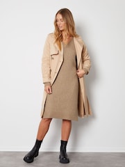Threadbare Brown V-Neck Knitted Midi Dress - Image 3 of 4