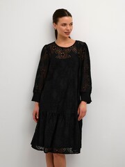 Kaffe Raula Lace 3/4 Sleeve Short Black Dress - Image 1 of 6