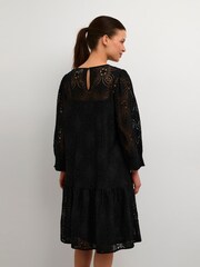 Kaffe Raula Lace 3/4 Sleeve Short Black Dress - Image 2 of 6