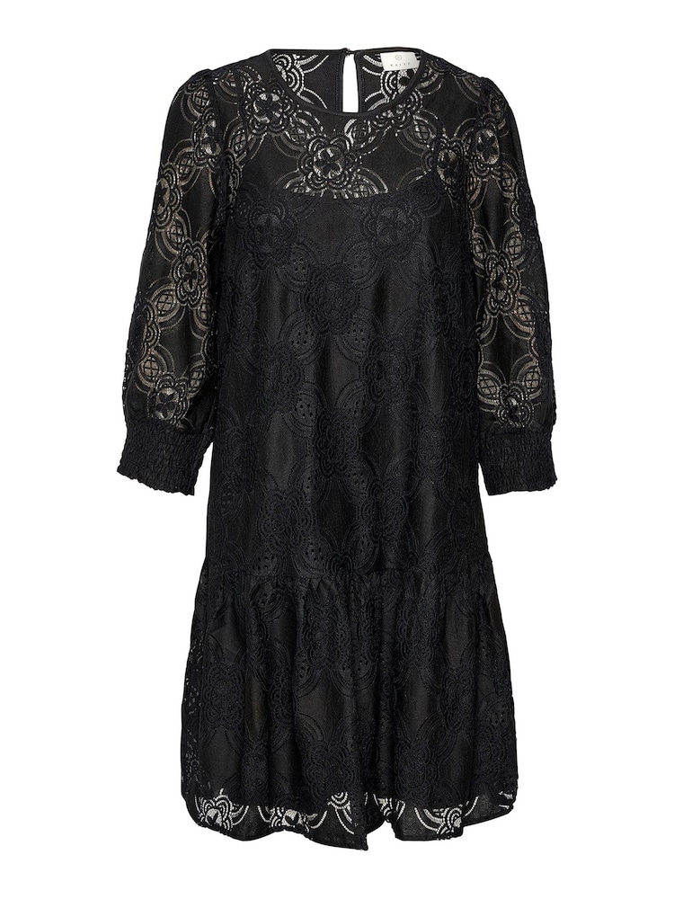Kaffe Raula Lace 3/4 Sleeve Short Black Dress - Image 6 of 6 Kaffe Raula Lace 3/4 Sleeve Short Black Dress - Image 6 of 6