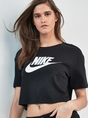 Nike Black Essential Futura Cropped T-Shirt - Image 1 of 5