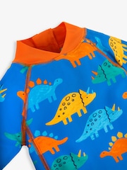 JoJo Maman Bébé Blue Dinosaur UPF 50 1-Piece Sun Protection Suit - Image 5 of 5