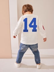 White Badges 100% Cotton Long Sleeve Varsity T-Shirt (3mths-7yrs) - Image 3 of 10