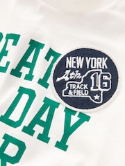 White Badges 100% Cotton Long Sleeve Varsity T-Shirt (3mths-7yrs) - Image 9 of 10