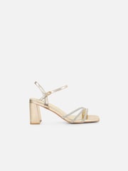 Simmi London Gold Naya Diamante Block Heeled Sandals - Image 2 of 4