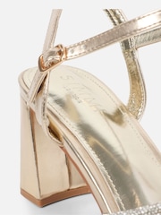 Simmi London Gold Naya Diamante Block Heeled Sandals - Image 3 of 4
