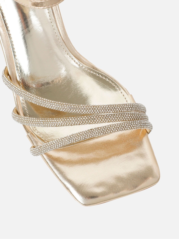 Simmi London Gold Naya Diamante Block Heeled Sandals - Image 4 of 4 Simmi London Gold Naya Diamante Block Heeled Sandals - Image 4 of 4