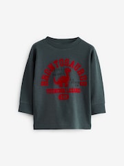 Charcoal Grey 100% Cotton Long Sleeve Varsity T-Shirt (3mths-7yrs) - Image 3 of 5
