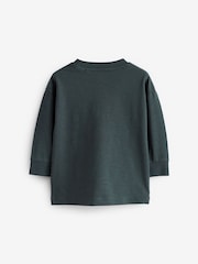 Charcoal Grey 100% Cotton Long Sleeve Varsity T-Shirt (3mths-7yrs) - Image 4 of 5