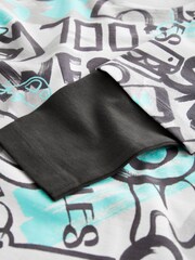 Grey/Blue Skate Sleeve Print Long Sleeve Graffiti 100% Cotton T-Shirt (3mths-7yrs) - Image 3 of 3