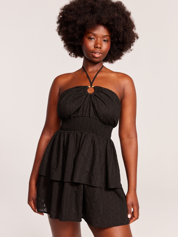 Victoria's Secret Black Dobby Halterneck Beach 100% Cotton Dress - Image 1 of 2