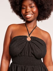 Victoria's Secret Black Dobby Halterneck Beach 100% Cotton Dress - Image 2 of 2