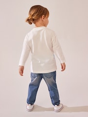 أبيض - تيشرت مصنوع من القطن 100% بكم طويل مزين بطبعة شخصية وحش (3 أشهر-7 سنوات) - صورة 3 من 5