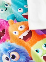 أبيض - تيشرت مصنوع من القطن 100% بكم طويل مزين بطبعة شخصية وحش (3 أشهر-7 سنوات) - صورة 5 من 5