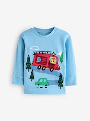 Blue Fire Engine Long Sleeve Transport T-Shirt (3mths-7yrs) - Image 1 of 4