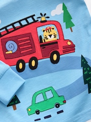Blue Fire Engine Long Sleeve Transport T-Shirt (3mths-7yrs) - Image 3 of 4