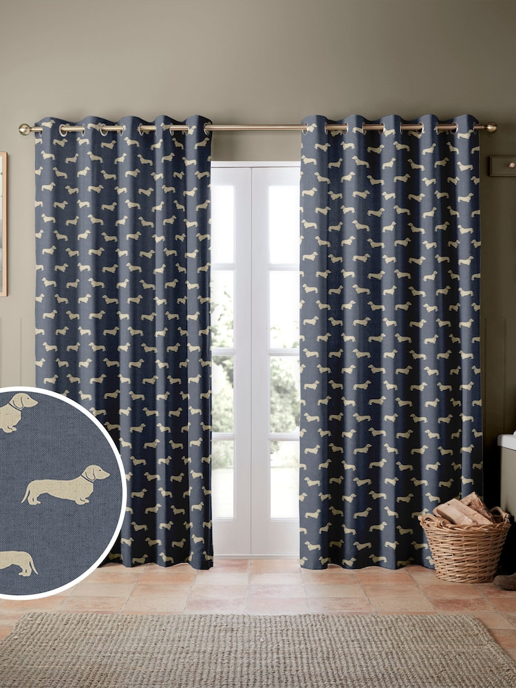 Emily Bond Indigo Blue Peggy Made to Measure Curtains - Image 1 of 9